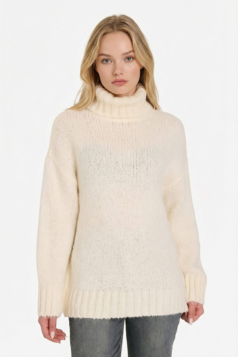 DeFacto Beige Woman Oversize Fit Turtleneck Pullover Casual - Image 3